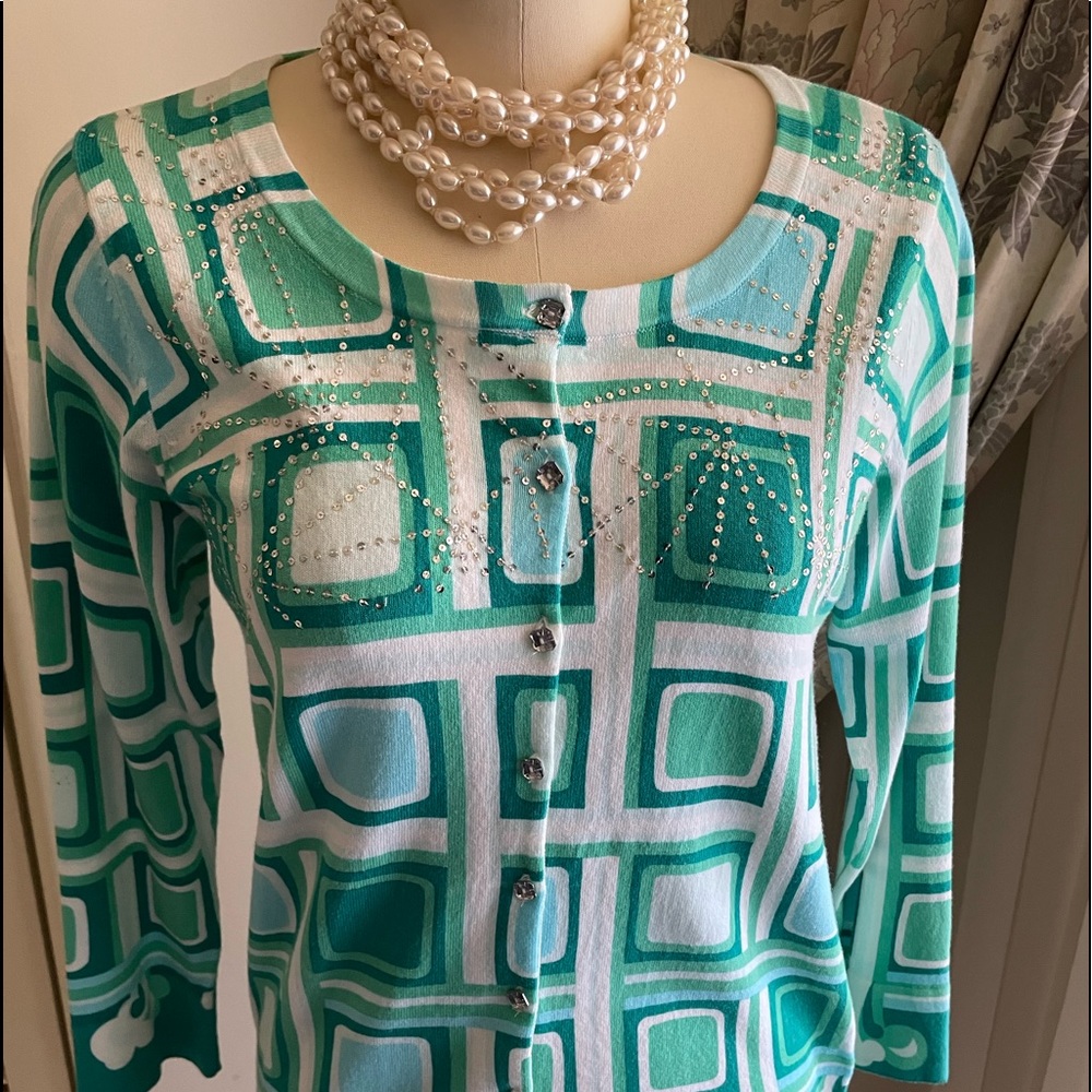 Meringue sweater shades of turquoise